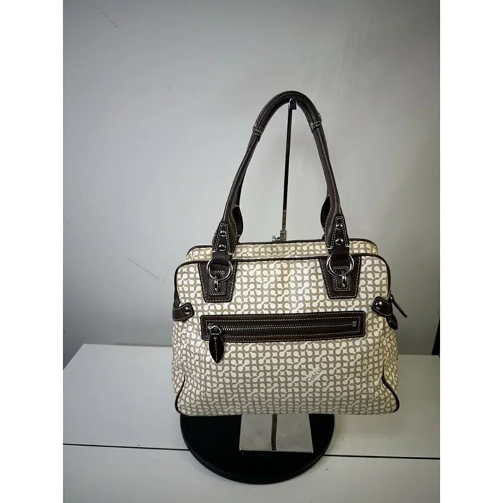 COACH Penelope Op Art Brown Leather Coated Canvas Satchel Shoulder Bag 13147